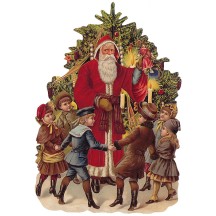 Large Victorian Santa with Children Scrap ~ Germany